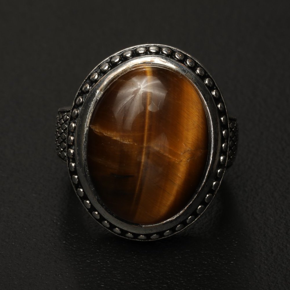 Sterling Silver Tigers Eye ring - Marked 925 LA Gem & Jewelry Design